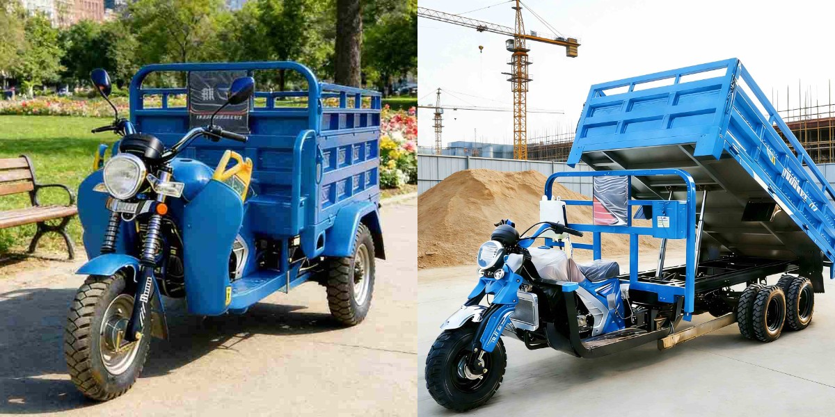 Трехколесный грузовой велосипед с бензиновым двигателем