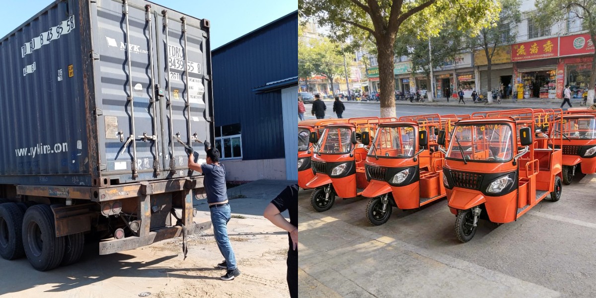 Pequeno tuk-tuk de carga para negócios