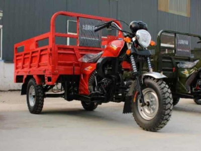 Сингапурские покупатели осматривают бензиновые трехколесные транспортные средства.