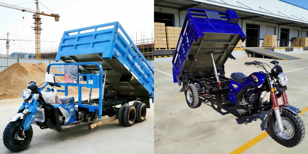 Трехколесный грузовой велосипед с бензиновым двигателем